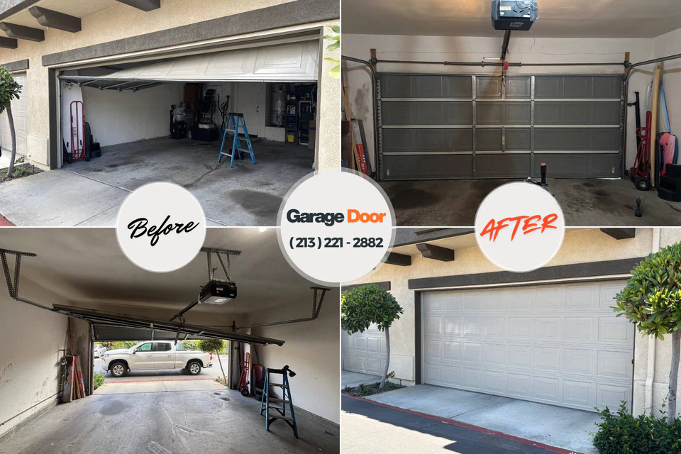 Before and after: garage door repair Amity Gardens, PA